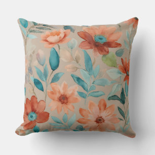 Aquamarine Wildblume und Bronze Kissen