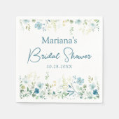 Aquamarine Wildblumen Blumenstrauß Brautparty Serviette (Vorderseite)