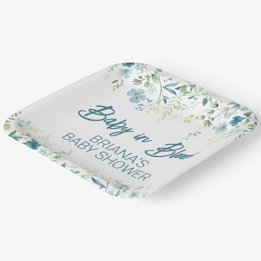 Aquamarine Wildblumen Kinderdusche Pappteller (Gewinkelt)