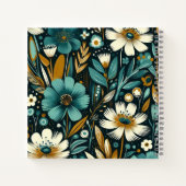 Aquamarine Wildblumen & Vögel - Moderne Kunst - Bi Notizblock (Rückseite)