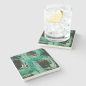 Aquamarine Windows I Steinuntersetzer (Seitenansicht)