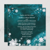 Aquamarine Winterhochzeit Einladung (Vorne/Hinten)