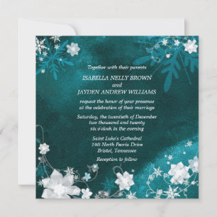 Aquamarine Winterhochzeit Einladung