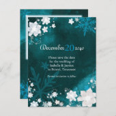 Aquamarine Winterhochzeit Save the Date Ankündigungspostkarte (Vorne/Hinten)