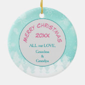 Aquamarine Winterschneeflocke Kitten Kid's Keramik Ornament (Hinten)