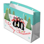 Aquamarine Winterzeitszene Große Geschenktüte (Rückseite Schrägansicht)