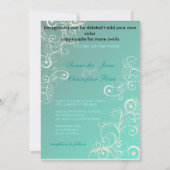Aquamarine Wirbel mit Perlen Hochzeitsfeiern Einladung (Rückseite)