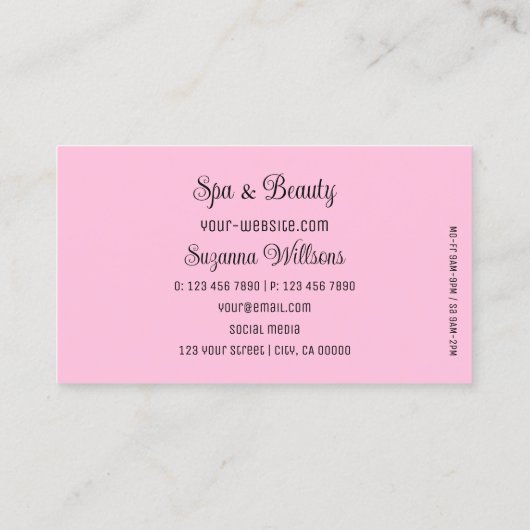 Aquamarine, wunderschöne rosa Herzchic mit Niedlic Visitenkarte (Rückseite)