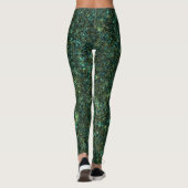 Aquamarine Zauber Gold Blue Glitzer CUSTOM TEXT Leggings (Rückseite)