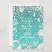 Aquamarine Zauberseesterne & Bubbles Bridal Einladung (Vorderseite)