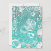 Aquamarine Zauberseesterne & Bubbles Bridal Einladung (Rückseite)