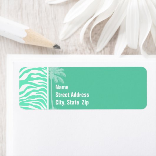 Aquamarine Zebra Animal Print, Summer Palm (Insitu)
