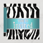 Aquamarine Zebra Geburtstagseinladung Einladung (Vorne/Hinten)