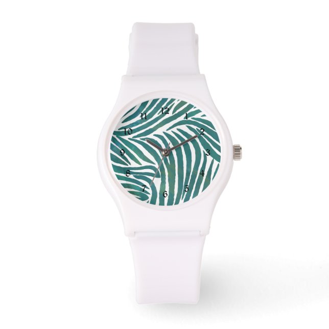 Aquamarine Zebra Print Armbanduhr (Vorderseite)