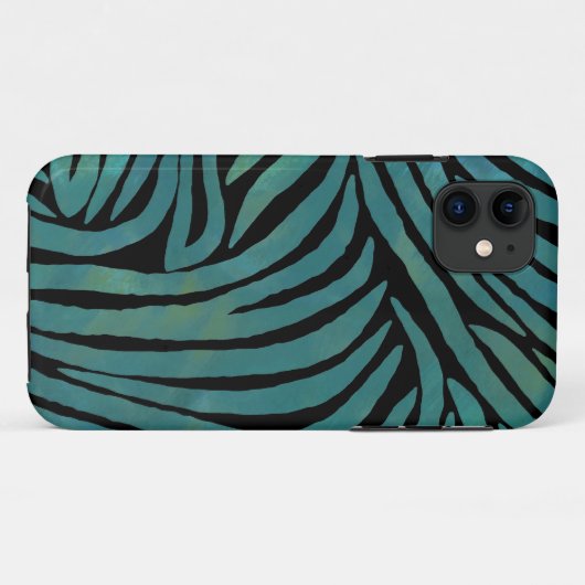Aquamarine Zebra Print Case-Mate iPhone Hülle (Rückseite (Horizontal))