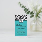 Aquamarine Zebra Print Custom Business Card Visitenkarte (Stehend Vorderseite)