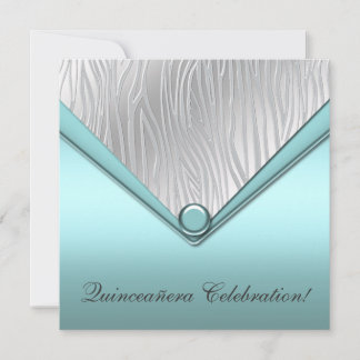 Aquamarine Zebra Quinceanera 15. Geburtstagseinlad Einladung