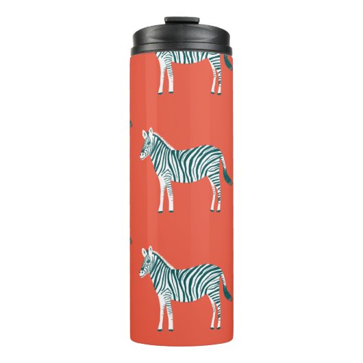 Aquamarine Zebrastreifen-Tierausdruck Thermosbecher (Vorderseite)