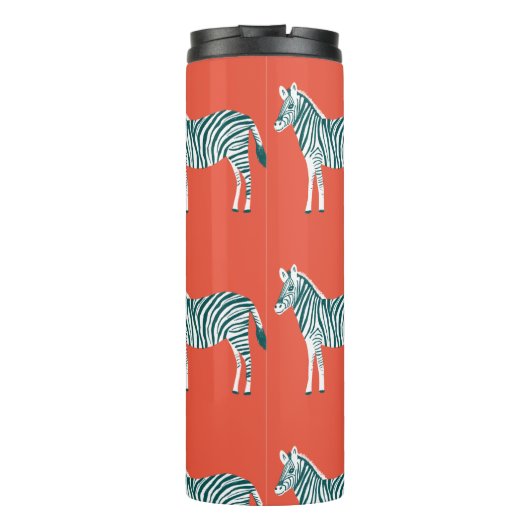 Aquamarine Zebrastreifen-Tierausdruck Thermosbecher (Rückseite)