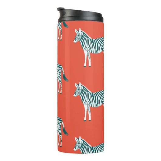 Aquamarine Zebrastreifen-Tierausdruck Thermosbecher (Nach rechts gedreht)