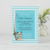 Aquamarine Zickzack Babydusche Einladung (Stehend Vorderseite)