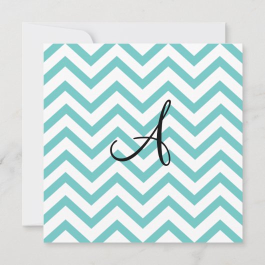 Aquamarine Zickzack Bat Mitzvah Einladung (Rückseite)