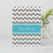 Aquamarine Zickzack Bat Mitzvah Einladungen (Stehend Vorderseite)