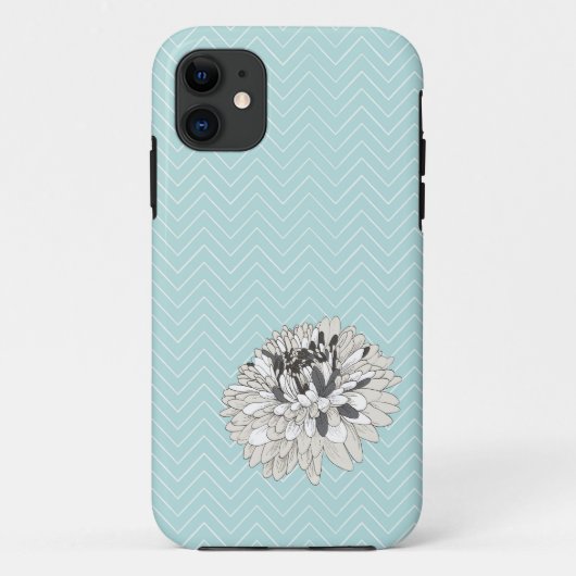 Aquamarine Zickzack Chrysanthememuster iPhone 5 Case-Mate iPhone Hülle (Rückseite)