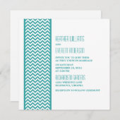 Aquamarine Zickzack Grenzhochzeit Einladung (Vorne/Hinten)