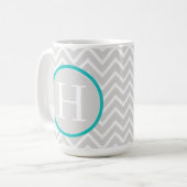 Aquamarine Zickzack Monogram-Tasse Kaffeetasse (Vorderseite Links)