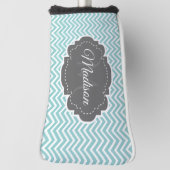 Aquamarine Zickzack Personalisierte Golf Head Cove Golf Headcover (Rotieren 90)