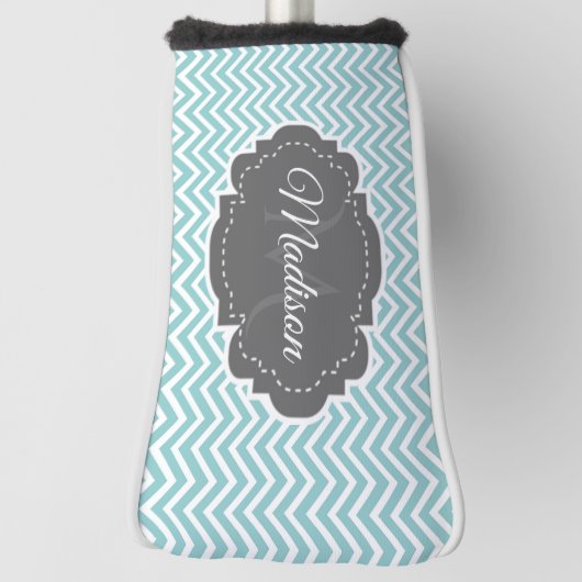 Aquamarine Zickzack Personalisierte Golf Head Cove Golf Headcover (Rotieren 90)