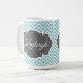 Aquamarine Zickzack Personalisierte Kaffee-Tasse Kaffeetasse (Vorderseite Links)