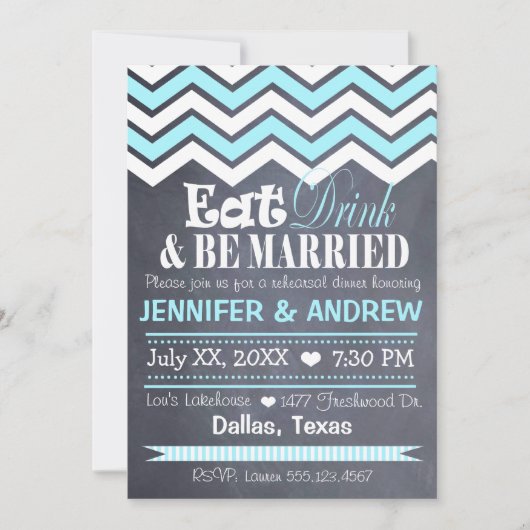 Aquamarine Zickzack Probe Einladung (Vorderseite)