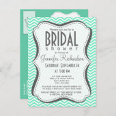 Aquamarine Zickzack; Zickzag Einladungspostkarte (Vorne/Hinten)