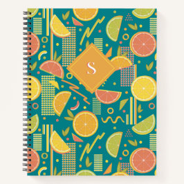 Aquamarine Zitrusfrüchtescheiben der 80er Jahre Notizblock