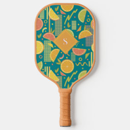 Aquamarine Zitrusfrüchtescheiben der 80er Jahre Pickleball Schläger