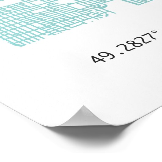 Aquamarine Zuhause Road Network Map of Vancouver C Poster (Ecke)