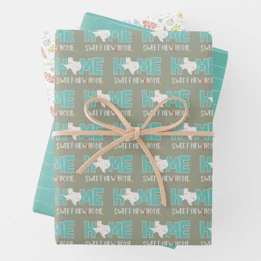 Aquamarine Zuhause, Sweet New Zuhause - Texas Geschenkpapier Set (Beispiel)