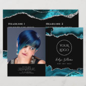 aquamarine Zweifach-Broschüre (Vorne/Hinten)