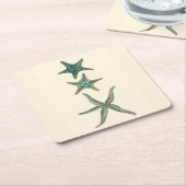 Aquamarinedreifache Starfish Rechteckiger Pappuntersetzer (angewinkelt)