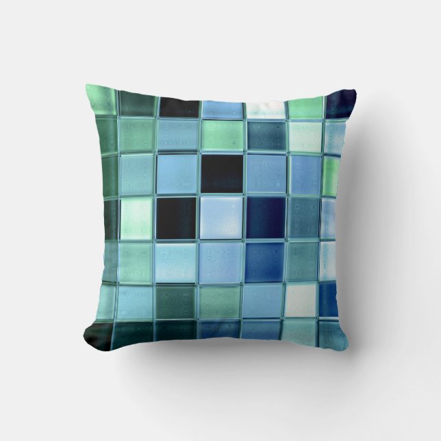 AquaMarineglasmosaik-Gewohnheits-Wohngestaltung Kissen (Vorderseite)