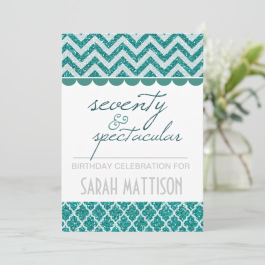 Aquamarinen Geburtstagsfeier Einladung (Stehend Vorderseite)