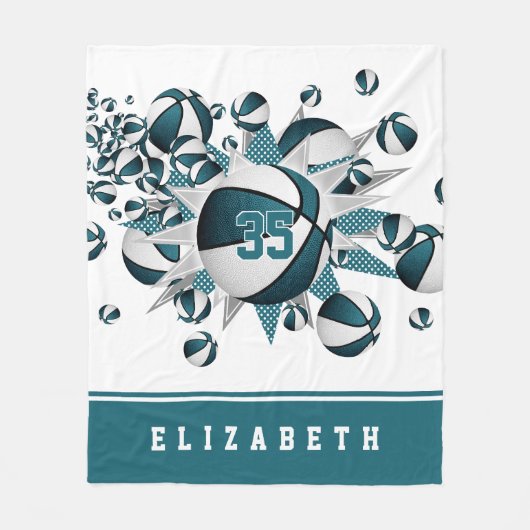 aquamarinen Mädchen Sportstube Dekoration Basketba Fleecedecke (Vorderseite)