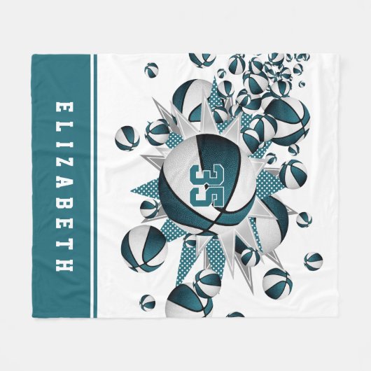 aquamarinen Mädchen Sportstube Dekoration Basketba Fleecedecke (Vorderseite (Horizontal))