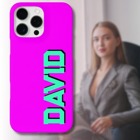 Aquamariner 3D-Schwarz-Moderner Name | Funny Neon  Case-Mate iPhone Hülle