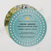 Aquamariner Abschluss für grün gebürstetes Metall  Einladung (Vorne/Hinten)