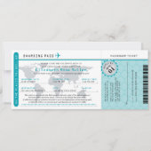 Aquamariner Abschluss World Traveller Boarding Pas Einladung (Vorderseite)