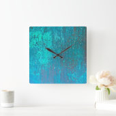 aquamariner abstrakter Entwurf der modernen Kunst Quadratische Wanduhr (Zuhause)