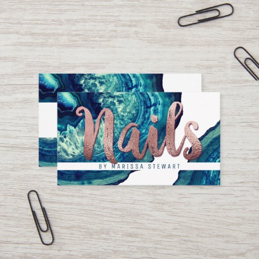 Aquamariner Achat Geode Visitenkarte (Vorderseite/Rückseite Beispiel)